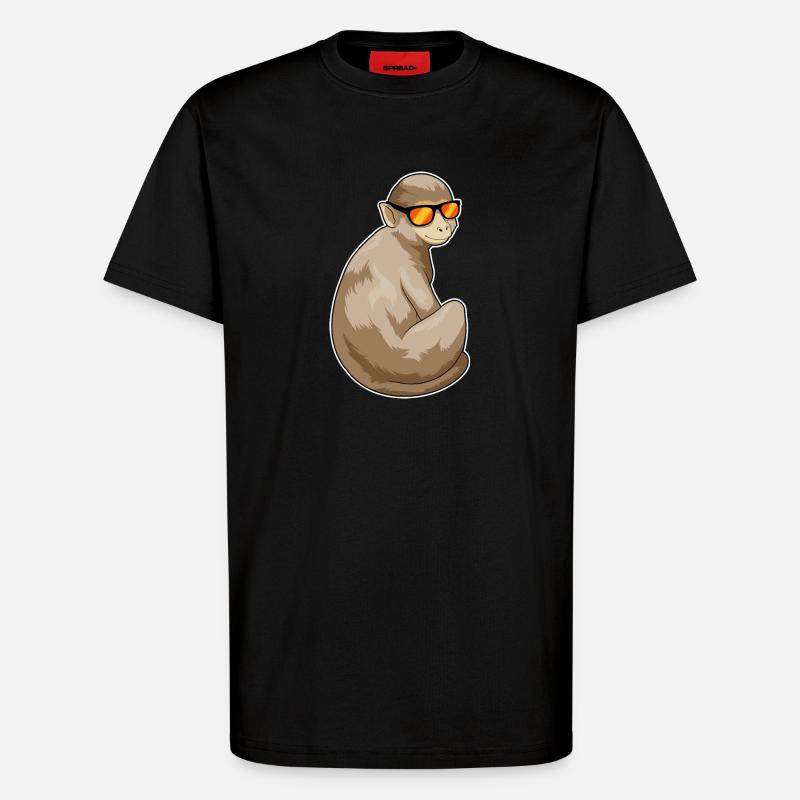 Monkey Sunglasses - T-Shirt - made by SPREAD - SOLID BLACK