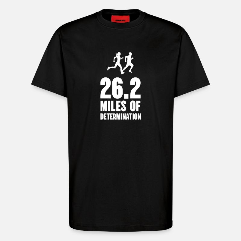 Marathon - 26,2 miles de détermination - T-shirt bio décontracté fabriqué en UE - SOLID BLACK