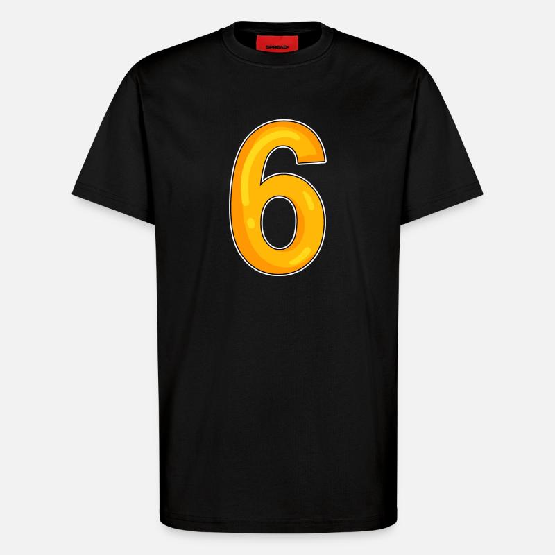 Zahl 6 Nummer - T-Shirt - made by SPREAD - SOLID BLACK