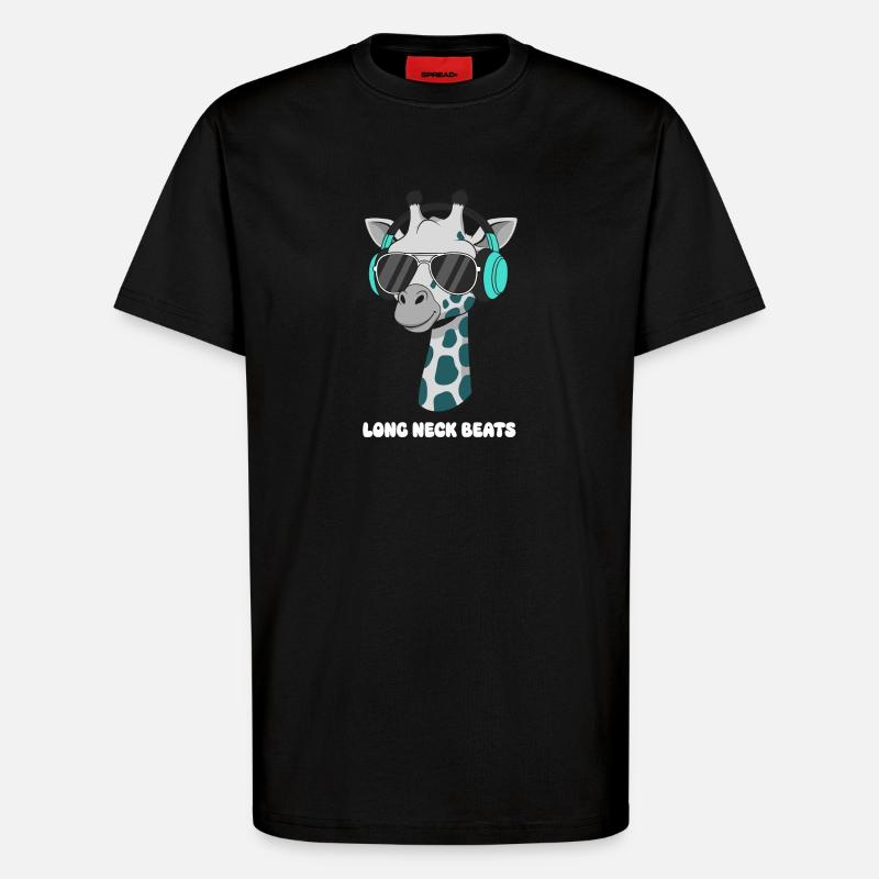 GiraffenDJ mit Kopfhörer - T-Shirt - made by SPREAD - SOLID BLACK