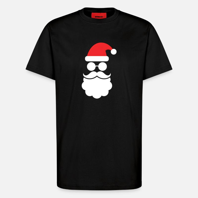 Weihnachtsmann mit Bart Minimal Kopf Design - T-Shirt - made by SPREAD - SOLID BLACK