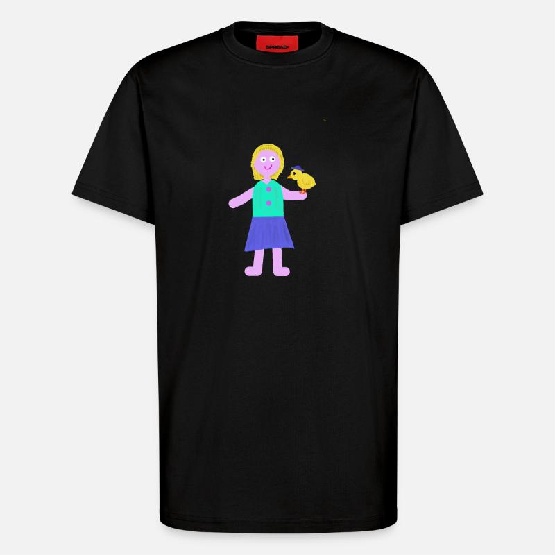 Lächelndes Mädchen Küken Huhn - T-Shirt - made by SPREAD - SOLID BLACK