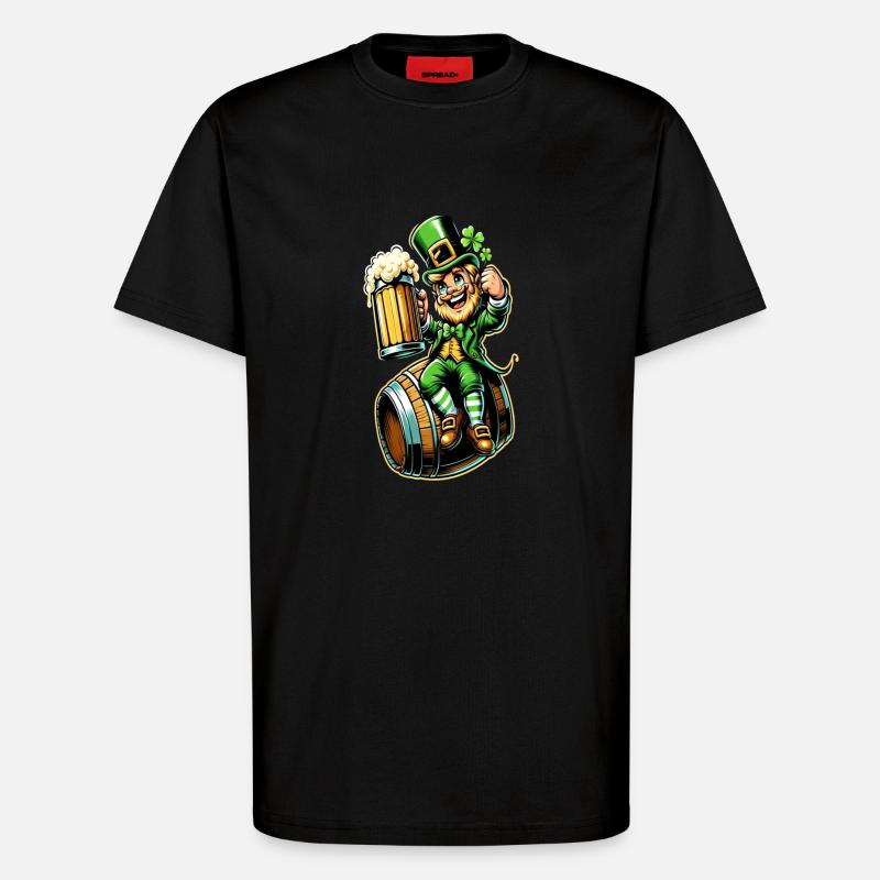 Bierfass-Leprechaun (Irischer Kobold) - T-Shirt - made by SPREAD - SOLID BLACK