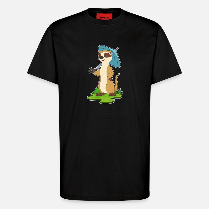 Erdmännchen Regenschirm - T-Shirt - made by SPREAD - SOLID BLACK