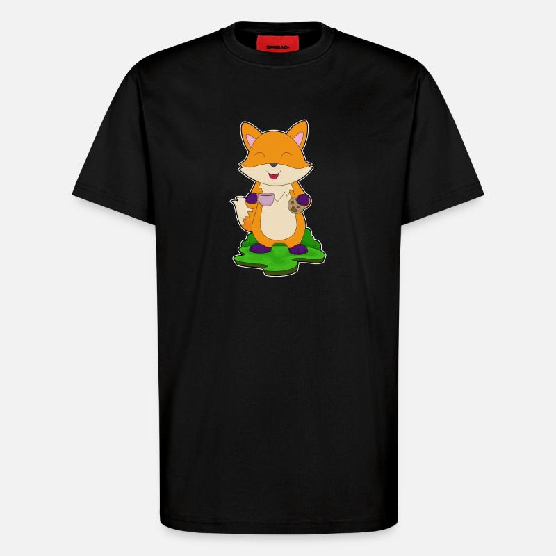 Fuchs Kaffee Cookie - T-Shirt - made by SPREAD - SOLID BLACK