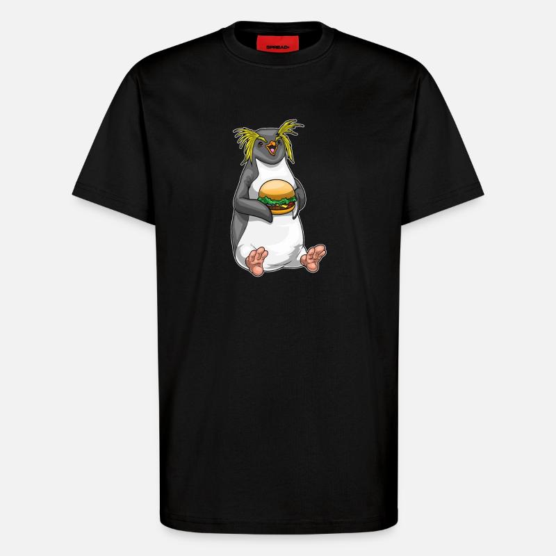 Pinguin Cheeseburger - T-Shirt - made by SPREAD - SOLID BLACK