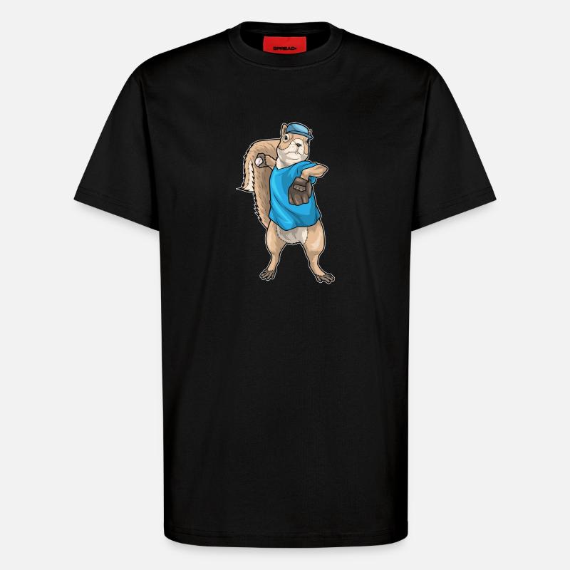 Eichhörnchen Baseball Baseballhandschuh - T-Shirt - made by SPREAD - SOLID BLACK