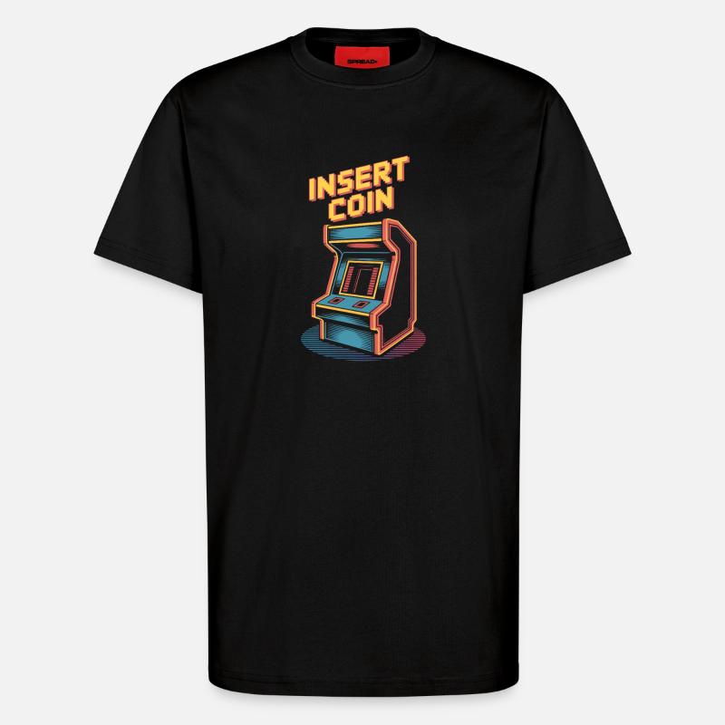 Insert Coin Retro Arcade Gaming Automat - T-Shirt - made by SPREAD - SOLID BLACK