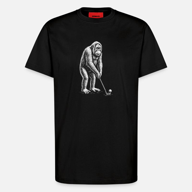Orangutan Golf Putts - T-Shirt - made by SPREAD - SOLID BLACK