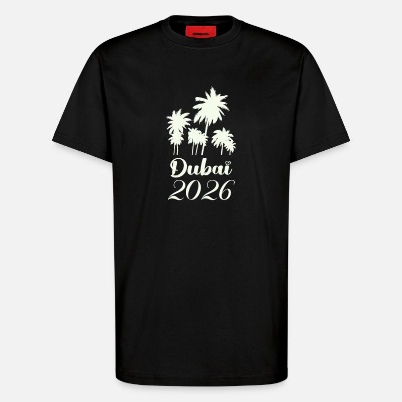 Scénario de Dubai Palm Trees 2026 - T-shirt bio décontracté fabriqué en UE - SOLID BLACK