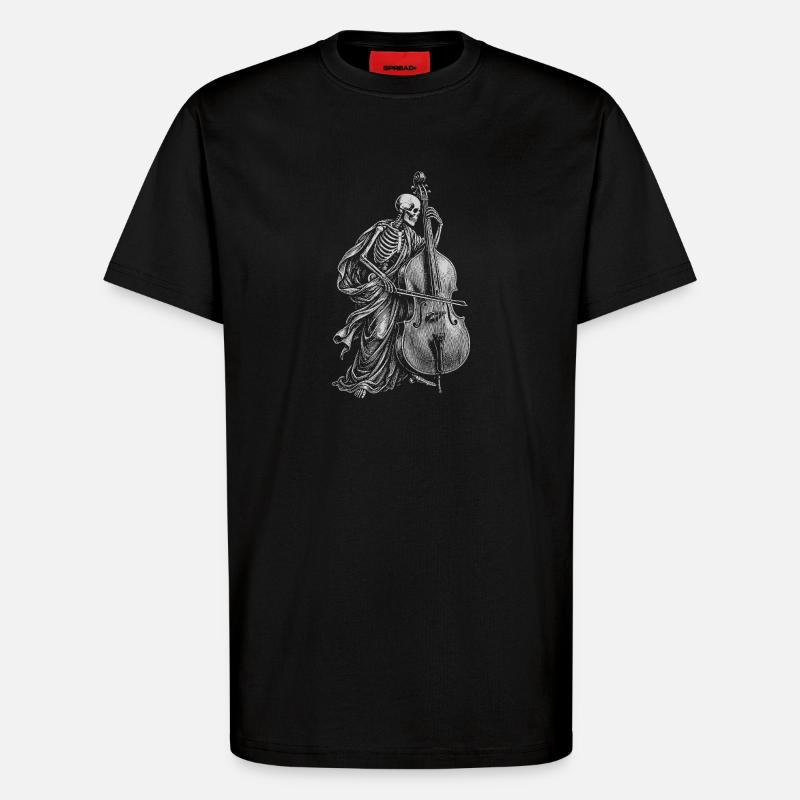 Skeleton spielt Kontrabass - T-Shirt - made by SPREAD - SOLID BLACK