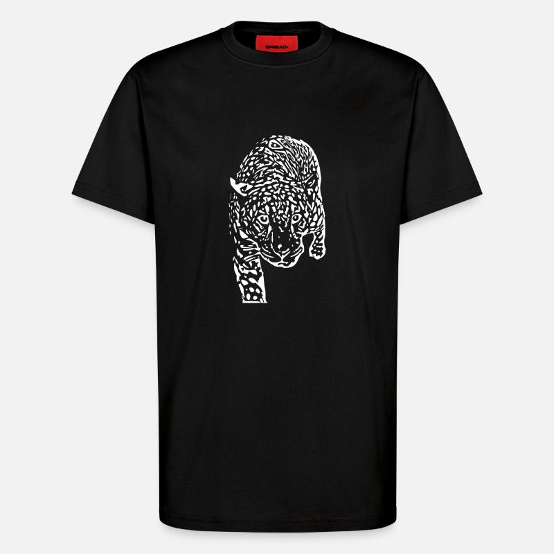 Blanc léopard - T-shirt bio décontracté fabriqué en UE - SOLID BLACK