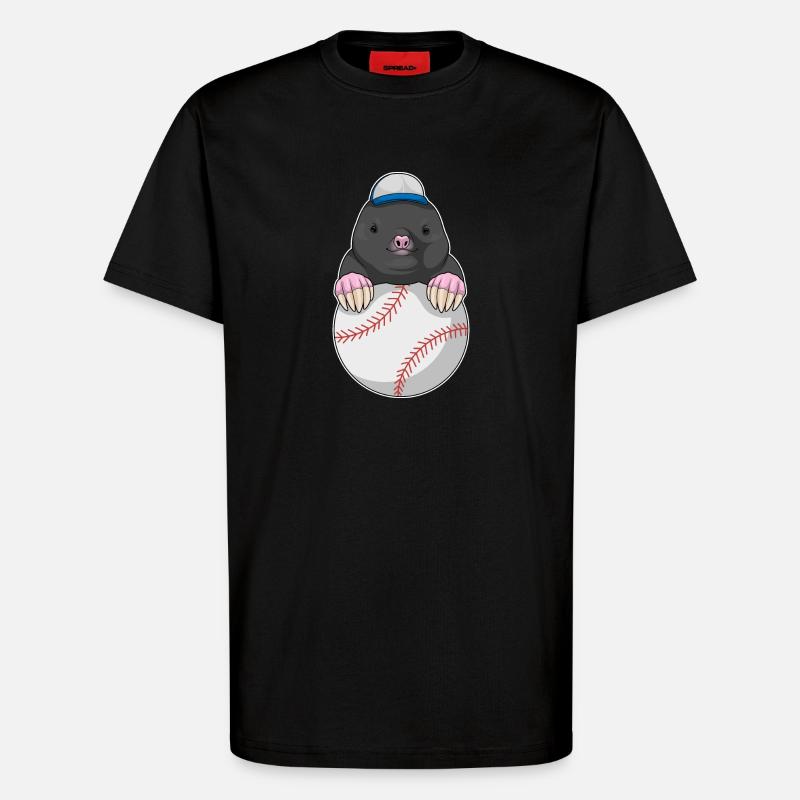 Mole Baseball - T-shirt bio décontracté fabriqué en UE - SOLID BLACK