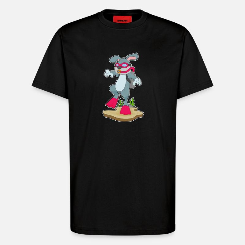 Rabbit Diver Bouteille d’oxygène Plongée - T-shirt bio décontracté fabriqué en UE - SOLID BLACK