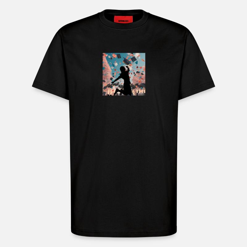 Absolvent*innen - endlich Abschluss Freudensprung - T-Shirt - made by SPREAD - SOLID BLACK
