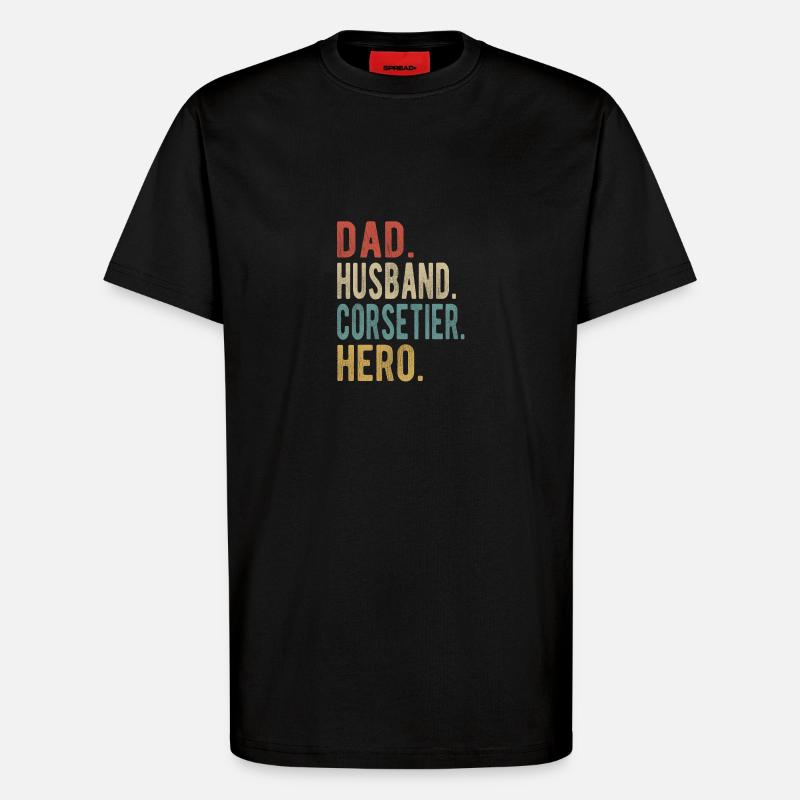 Korsett Papa Ehemann Held - T-Shirt - made by SPREAD - SOLID BLACK
