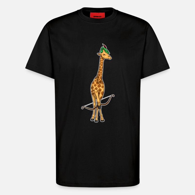 Giraffe Bogenschütze Bogen - T-Shirt - made by SPREAD - SOLID BLACK