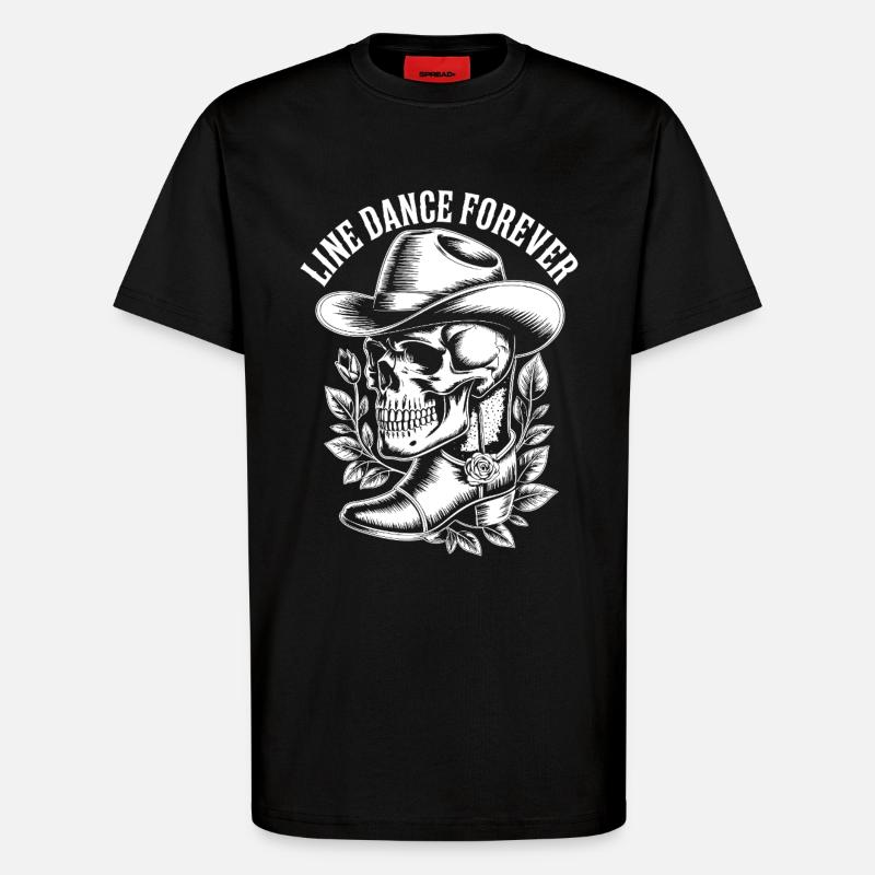 Line Dance Forever Skull - T-Shirt - made by SPREAD - SOLID BLACK