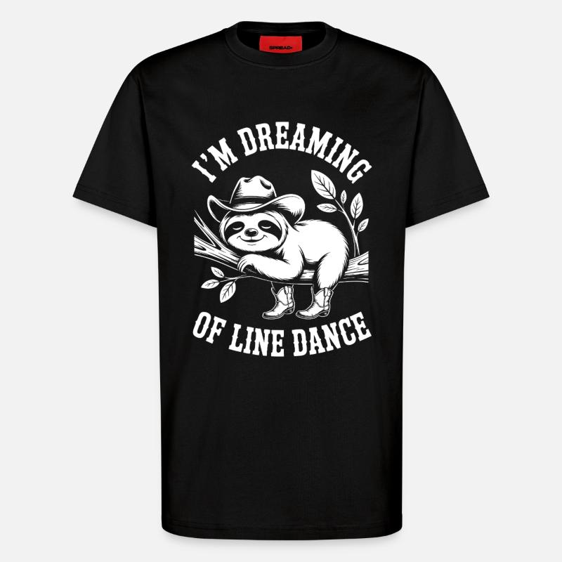 Träumendes Faultier Line Dance - T-Shirt - made by SPREAD - SOLID BLACK