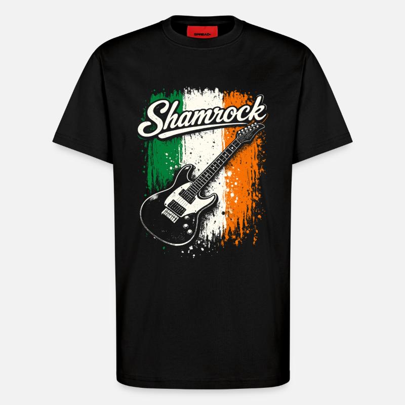 St Patrick E-Gitarre Irish Flag Rock - T-Shirt - made by SPREAD - SOLID BLACK