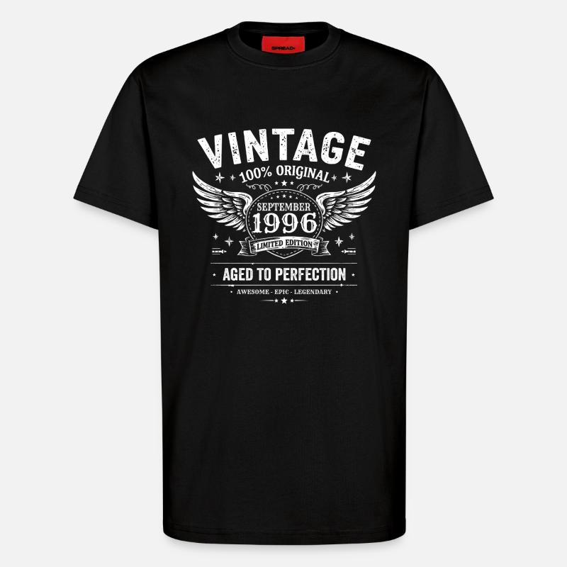 Né en Septembre 1996 - T-shirt bio décontracté fabriqué en UE - SOLID BLACK