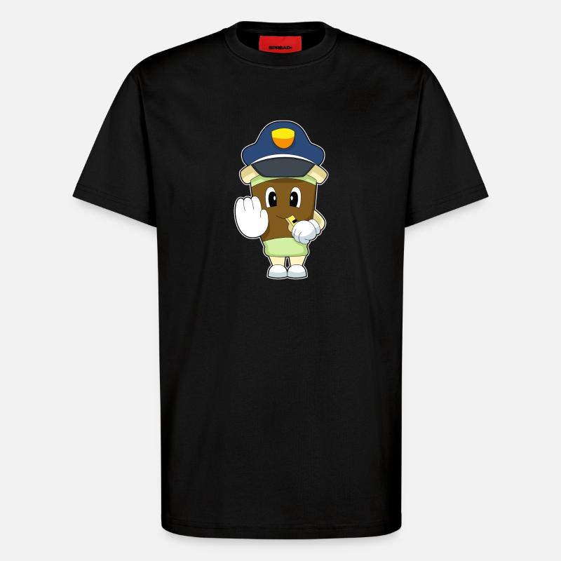 Kaffee Polizist Trillerpfeife Polizei - T-Shirt - made by SPREAD - SOLID BLACK