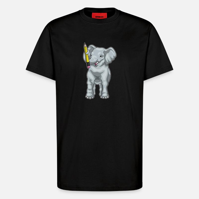 Elefant Schüler Bleistift Schule - T-Shirt - made by SPREAD - SOLID BLACK