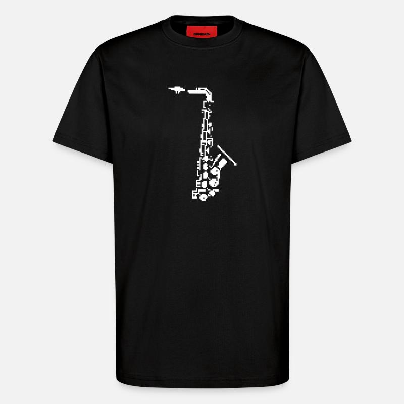Saxophon Pixel Kunst - T-Shirt - made by SPREAD - SOLID BLACK