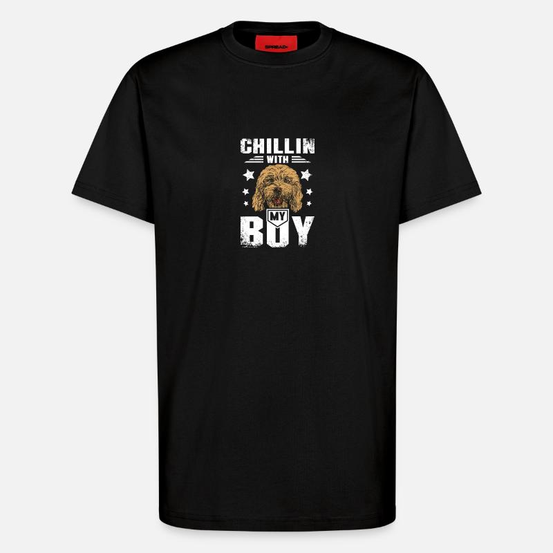 chillin avec mon garçon cockapoo - T-shirt bio décontracté fabriqué en UE - SOLID BLACK