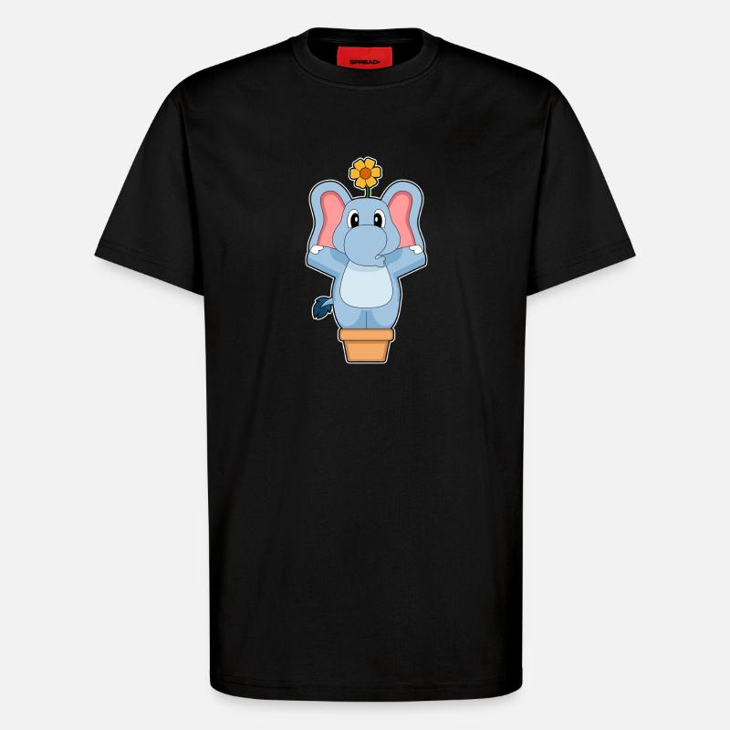 Elefant Blume - T-Shirt - made by SPREAD - SOLID BLACK