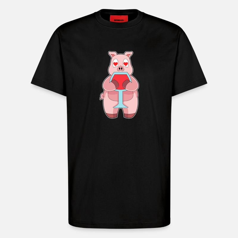 Pork Red Wine - T-Shirt - made by SPREAD - SOLID BLACK