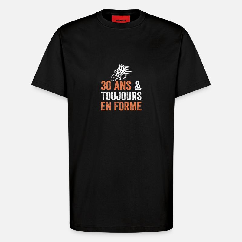 30th Anniversary Gift Bicycle - T-Shirt - made by SPREAD - SOLID BLACK