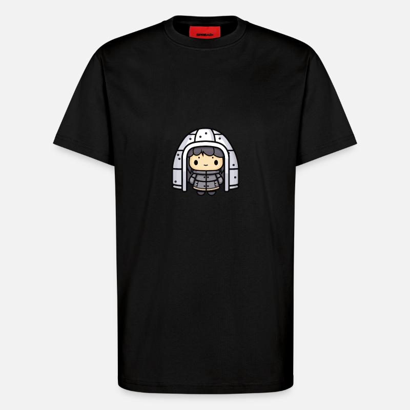 Iglu Eskimo Winter Comic - T-Shirt - made by SPREAD - SOLID BLACK