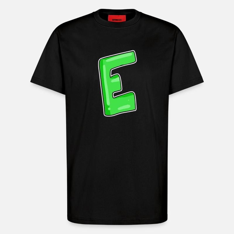 Letter E Initial point - T-Shirt - made by SPREAD - SOLID BLACK