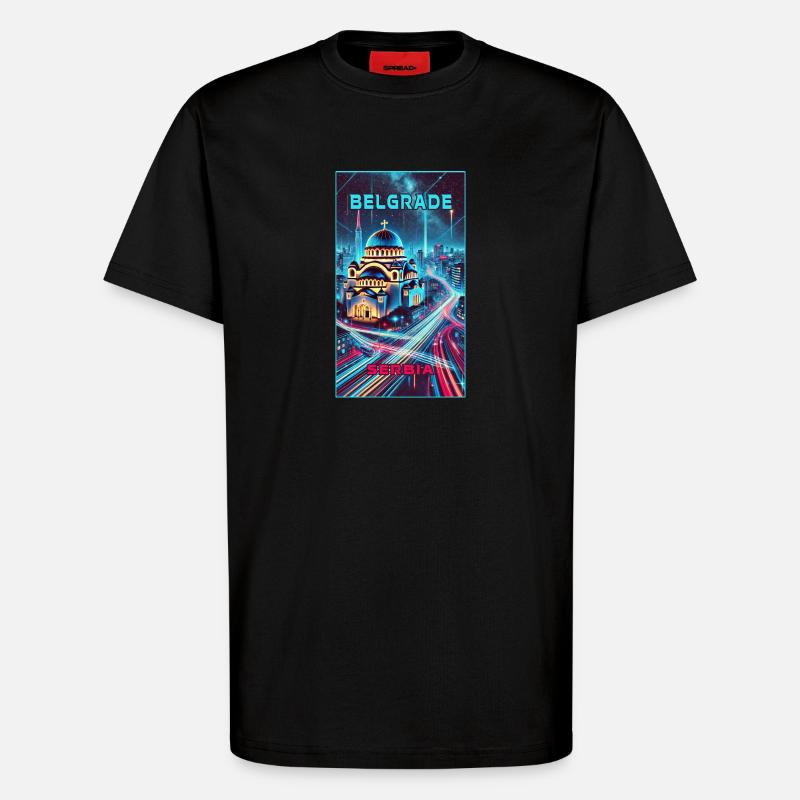 Belgrad Serbien Skyline Design - T-Shirt - made by SPREAD - SOLID BLACK