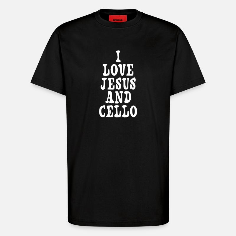 J'aime Jésus et le violoncelle - T-shirt bio décontracté fabriqué en UE - SOLID BLACK