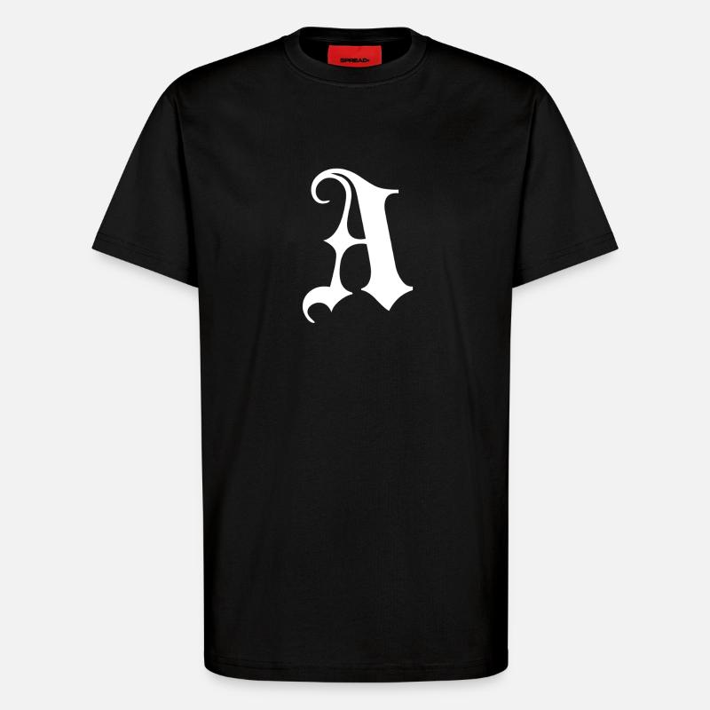Gothic Monogram A Script - T-Shirt - made by SPREAD - SOLID BLACK