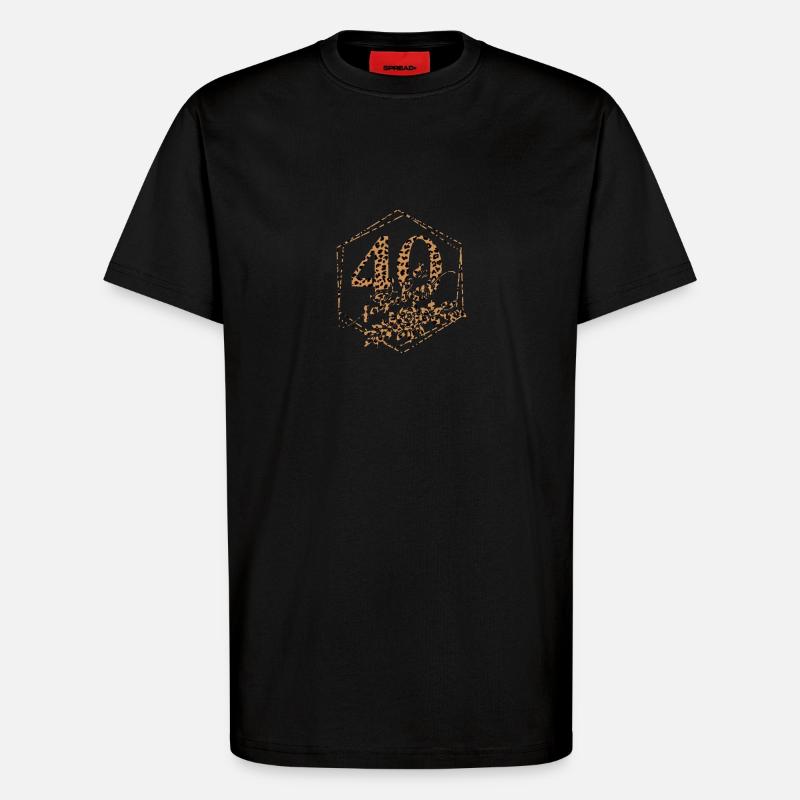 40 & Fabulous – Design imprimé léopard - Anniversaire - T-shirt bio décontracté fabriqué en UE - SOLID BLACK