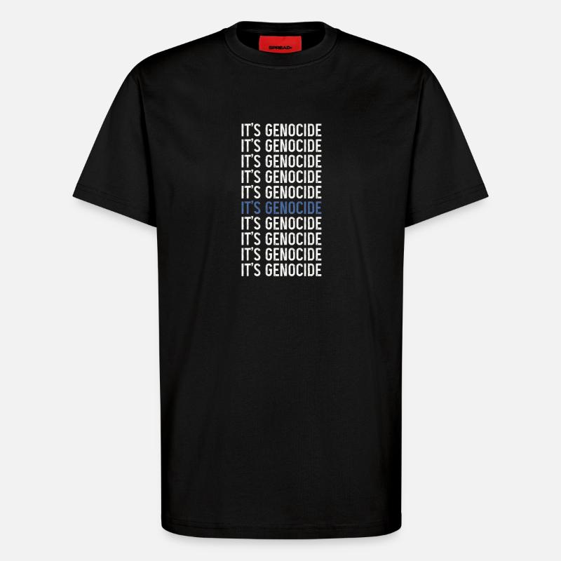 Phrase typographique Génocide répété - T-shirt bio décontracté fabriqué en UE - SOLID BLACK