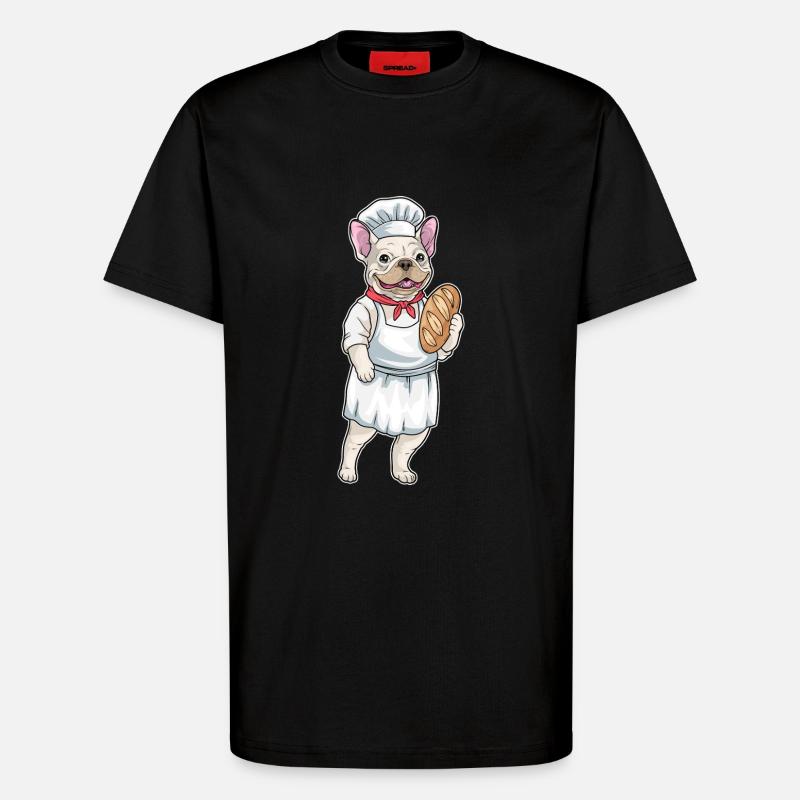French Bulldog Baker Bread - T-Shirt - made by SPREAD - SOLID BLACK