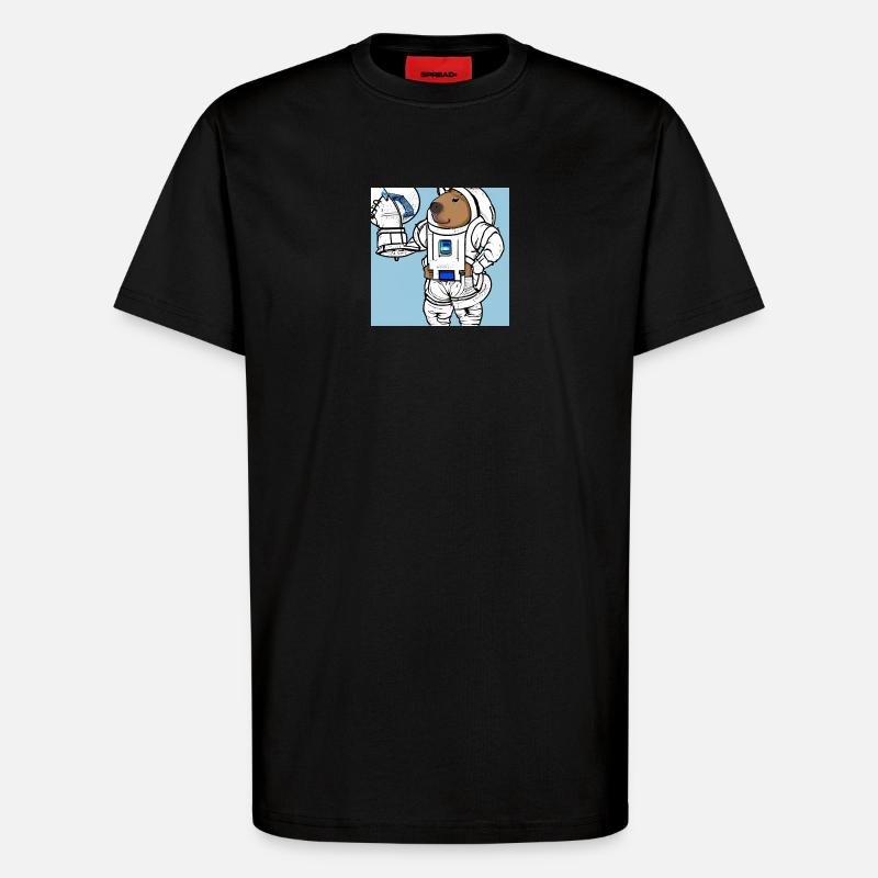 Astronaute de Capybara - T-shirt bio décontracté fabriqué en UE - SOLID BLACK