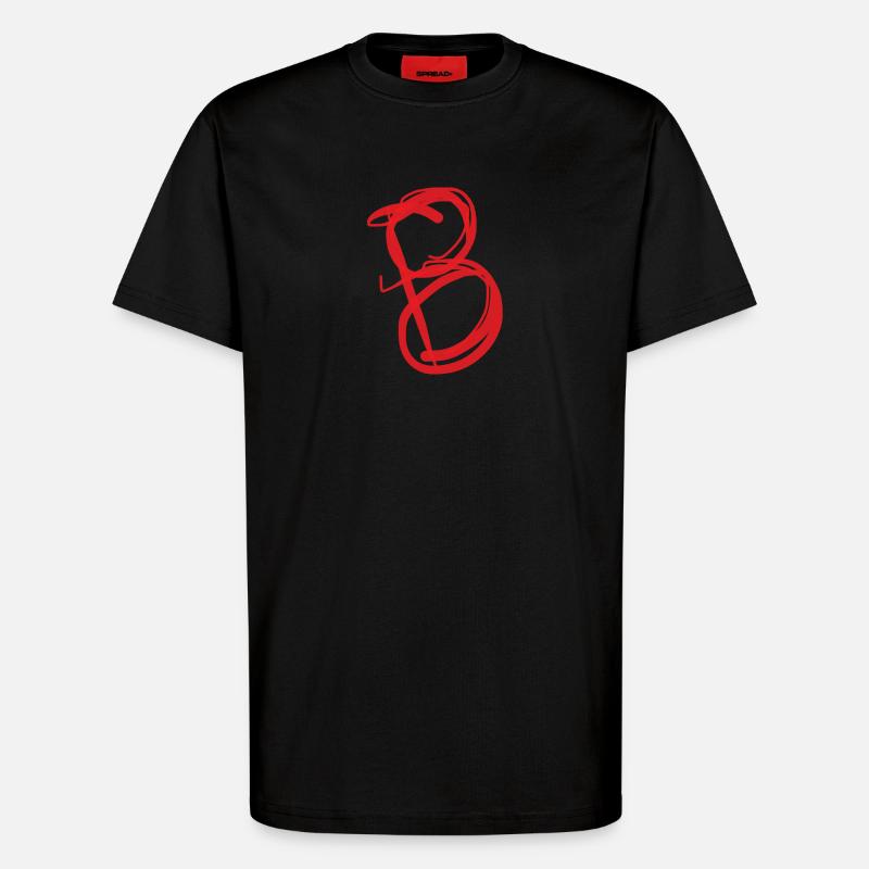 Schräger Roter Schwungvoller B - T-Shirt - made by SPREAD - SOLID BLACK