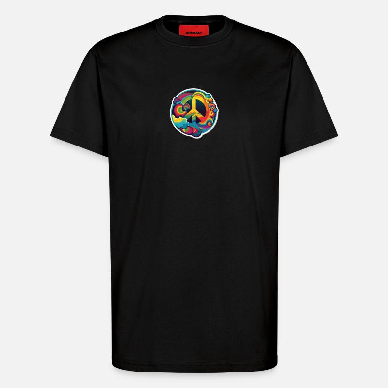 Psychedelisches Peace Zeichen - T-Shirt - made by SPREAD - SOLID BLACK