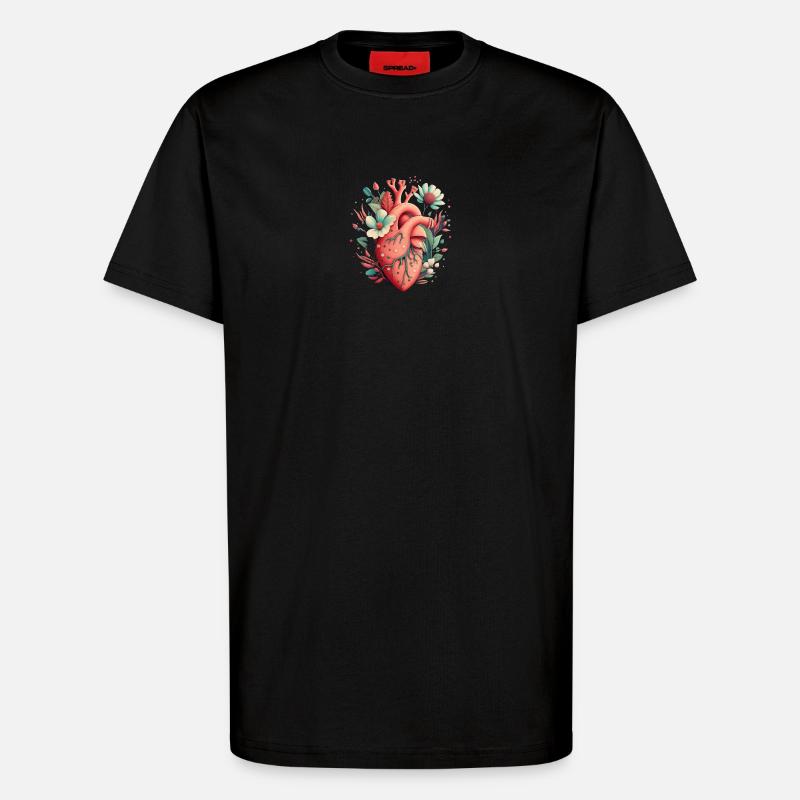 Heart Bloom Botanisch - T-Shirt - made by SPREAD - SOLID BLACK