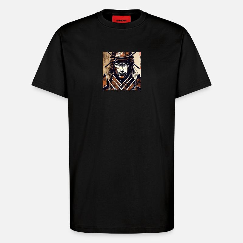 Samurai Krieger Porträt - T-Shirt - made by SPREAD - SOLID BLACK