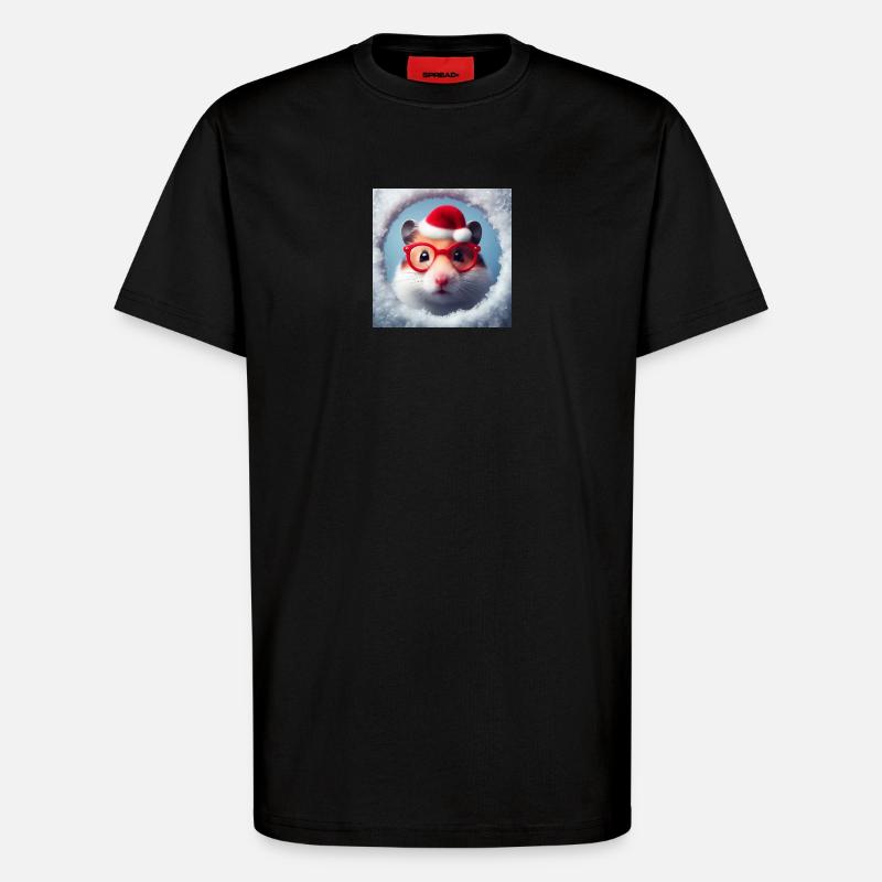 Hamster als Weihnachtsmann - T-Shirt - made by SPREAD - SOLID BLACK