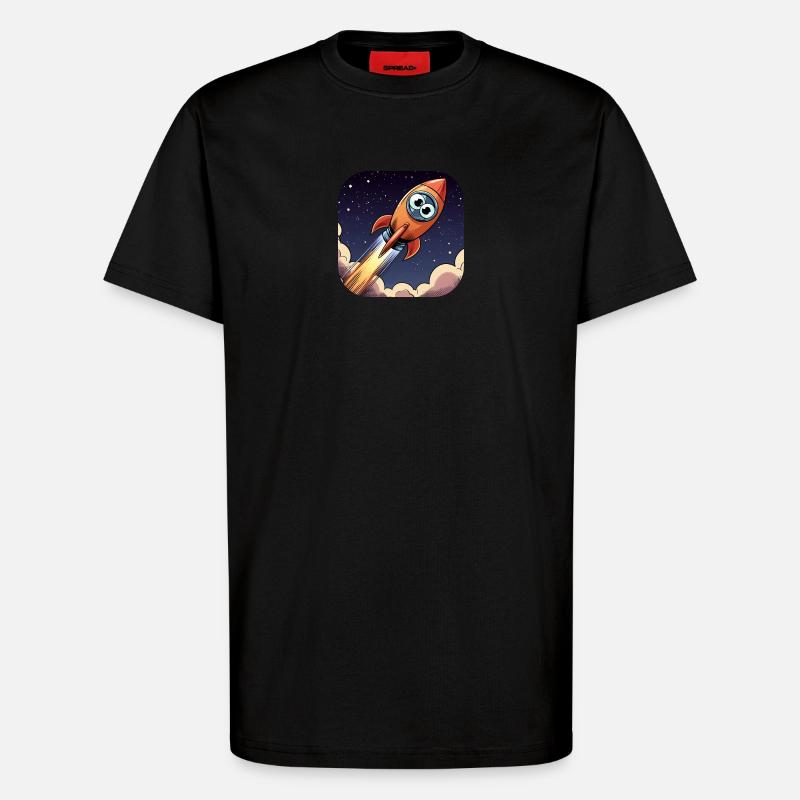 Comic Rakete mit Augen - T-Shirt - made by SPREAD - SOLID BLACK