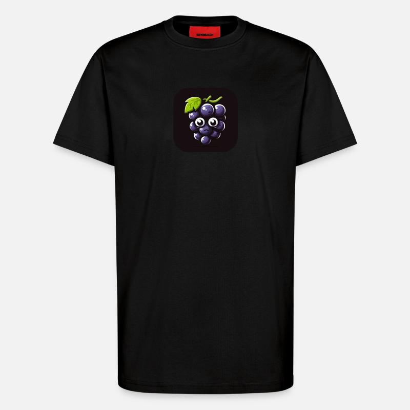 Sad grapes in comic style - T-Shirt - made by SPREAD - SOLID BLACK