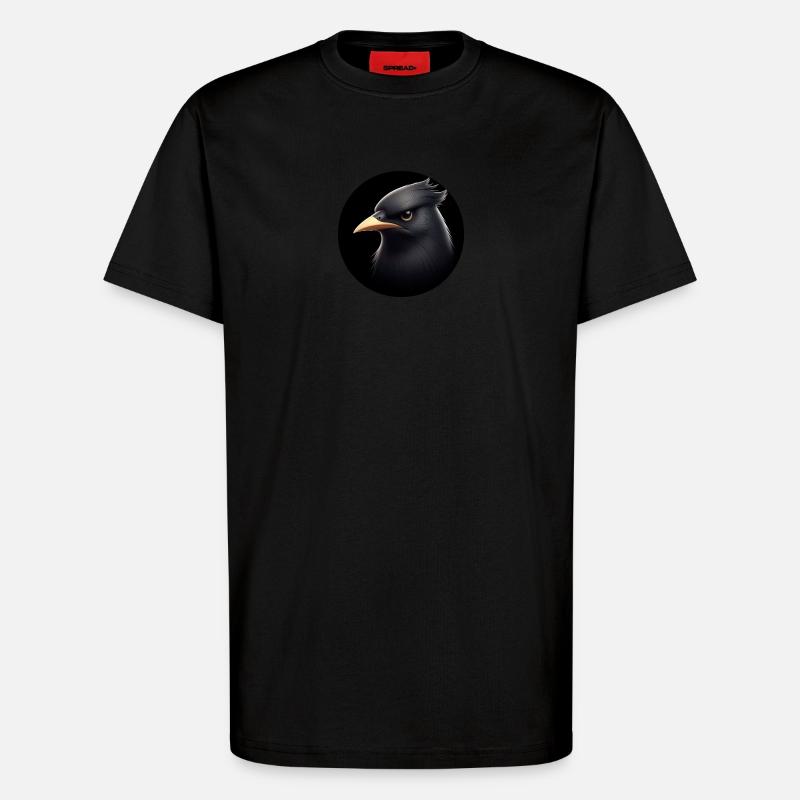 Schwarzer Rabe im Animationsstil - T-Shirt - made by SPREAD - SOLID BLACK