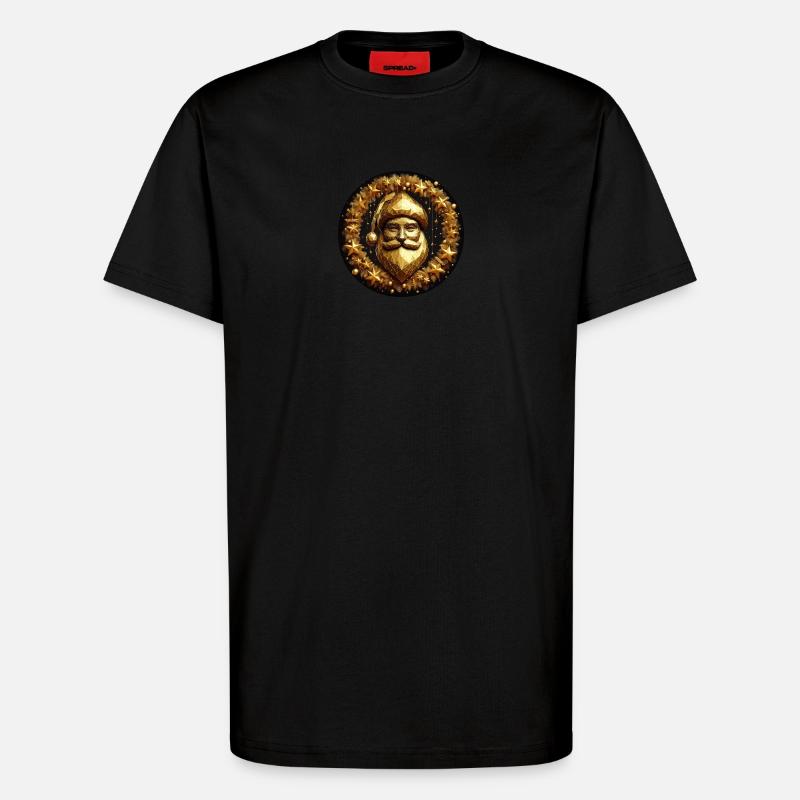 Weihnachtsmann in Gold mit Sternen - T-Shirt - made by SPREAD - SOLID BLACK